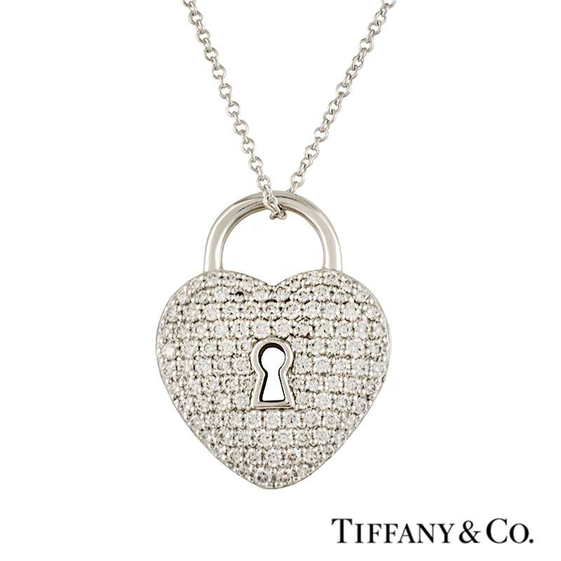Tiffany & Co. Diamond Set Heart Lock Pendant in Platinum 0.76ct | Rich  Diamonds